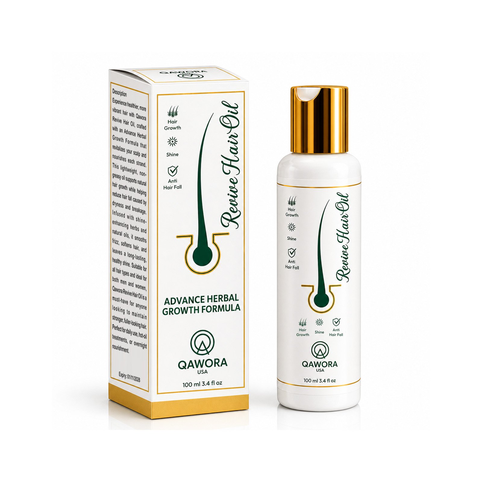 01 Qawora Revive Hair Oil – Advance Herbal Growth Formula - 100 ml - Image 1
