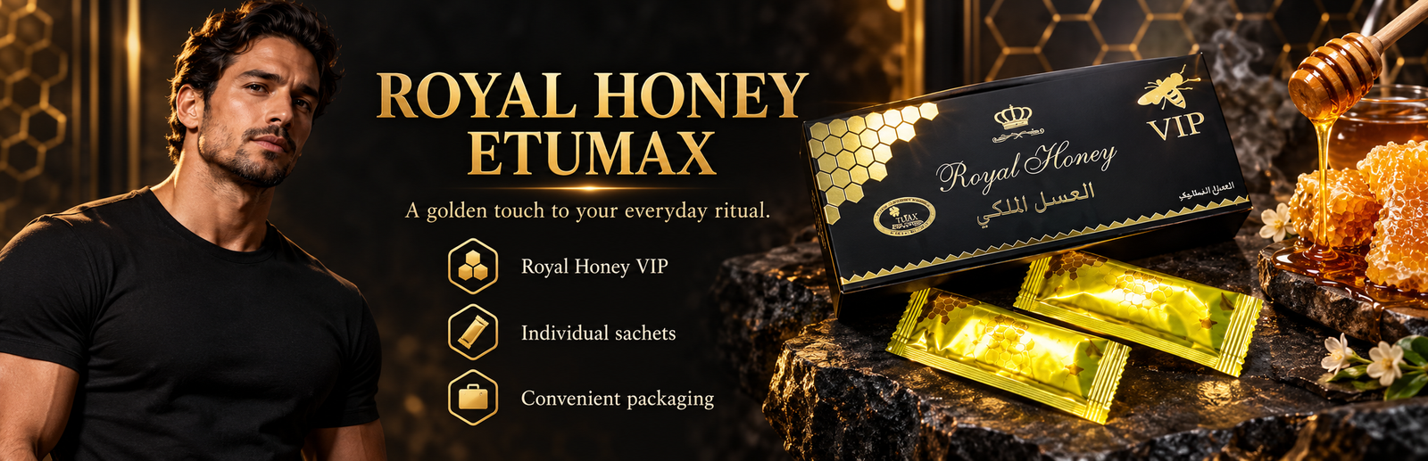 Etumax Royal Honey VIP box and individual sachets